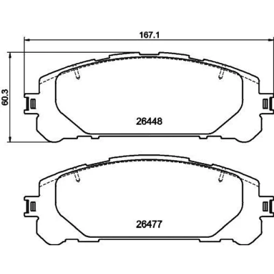 Bilde av HELLA 8DB 355 043 871 Bremseklosser ikke klargjort for slitasjeindikator med tilbehør TOYOTA: RAV4 V, SUZUKI: Across SUV