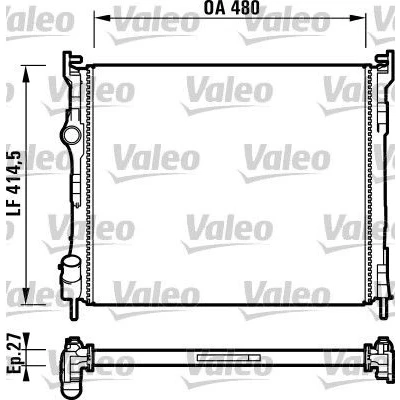 Bilde av VALEO 732737 Radiator Aluminium 480 415 27 uten kjølemiddelregulator Kjøleribber loddet