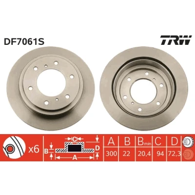 Bilde av TRW DF7061S Bremseskiver 300 22 6 139,7 ventilert spraylakkert MITSUBISHI: PAJERO 4, 3