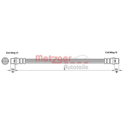 Bilde av METZGER 4110254 Bremseslange 318 AUDI: A6 C6 Avant, Allroad, Sedan