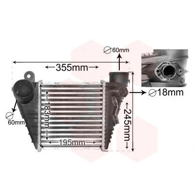 Bilde av VAN WEZEL 03004185 Ladeluftkjøler uten sensor, med blindplugg, borehull for sensor SKODA: Octavia 1 Combi, VOLKSWAGEN: Golf 4 Variant