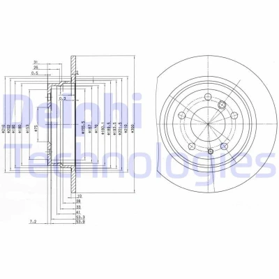 Bilde av DELPHI BG2431 Bremseskiver 300 10 5 fullt ut oljet ubehandlet uten hjullager, ABS sensorring BMW: Sedan, Touring