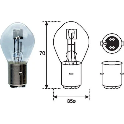 Bilde av MAGNETI MARELLI 002588200000 Lyspære, fjernlys S2 12V 35/35W BA20d Halogen