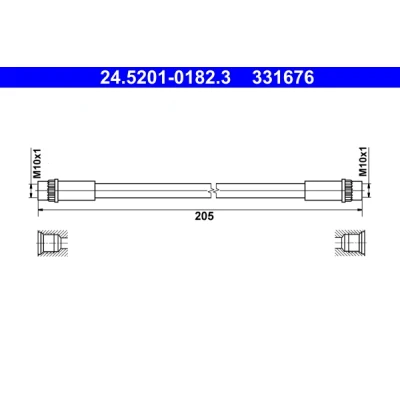 Bilde av ATE 24.5201 0182.3 Bremseslange 205 SMART: Forfour II Hatchback