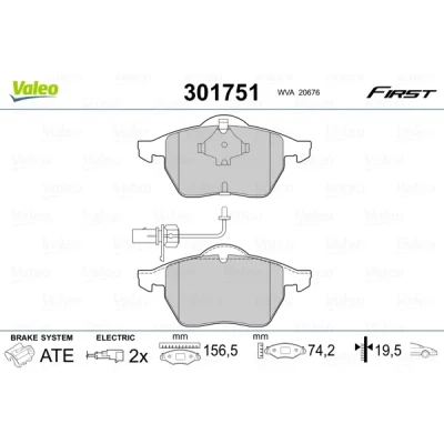 Bilde av VALEO 301751 Bremseklosser FIRST framaksel inkl. slitasjevarselkontakt med antihyle blikk AUDI: A4 B6 Avant, A6 C5 C4 Avant