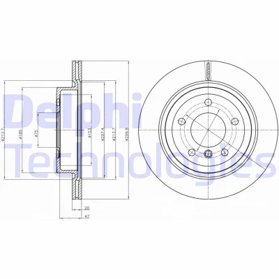 Bilde av DELPHI BG4223C Bremseskiver 300 20 5 ventilert belagt høy karbon uten hjullager, ABS sensorring BMW: Z4 Roadster