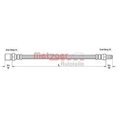 Bilde av METZGER 4111112 Bremseslange 471 FIAT: Ducato II Flatvogn lastebil/Chassis, Minibuss, Van, CITROËN: Jumper I Minibuss