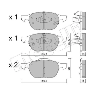 Bilde av METELLI 22 0534 2 Bremseklosser med akustisk slitasjevarsel FORD: FOCUS 3, VOLVO: C30