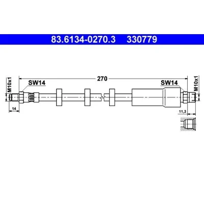 Bilde av ATE 83.6134 0270.3 Bremseslange 270 M10x1 VOLVO: V70 I