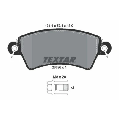 Bilde av TEXTAR 2339602 Bremseklosser ikke klargjort for slitasjeindikator med bremsecaliperskruer PEUGEOT: 206 Hatchback, 306 Hatchback