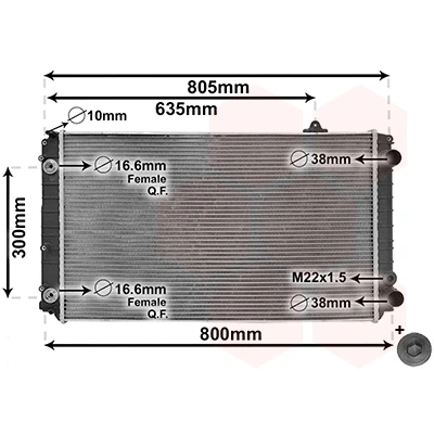 Bilde av VAN WEZEL *** IR PLUS 03002252 Radiator Aluminium 720 440 55 med oljekjøler blindplugg Kjøleribber loddet AUDI: A8 D2