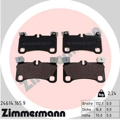 Bilde av ZIMMERMANN 24614.165.9 Bremseklosser Bildet viser leveranseinnholdet AUDI: Q7, PORSCHE: Cayenne, VOLKSWAGEN: Touareg I