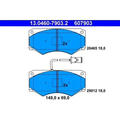 Bilde av ATE 13.0460 7903.2 Bremseklosser inkl. slitasjevarselkontakt IVECO: DAILY 1 Kasten/Kombi, 2 Pritsche/Fahrgestell