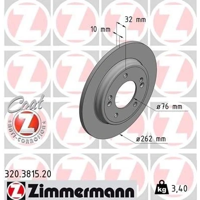 Bilde av ZIMMERMANN COAT Z 320.3815.20 Bremseskiver 262 10 7/5 5 114 fullt ut belagt HYUNDAI: Ioniq, KIA: Niro