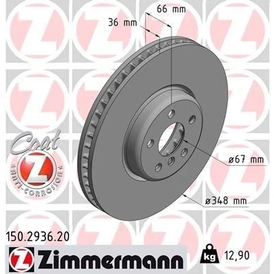Bilde av ZIMMERMANN COAT Z 150.2936.20 Bremseskiver 348 36 6/5 5 112 innvendig ventilert belagt høy karbon BMW: 7, Sedan, Touring