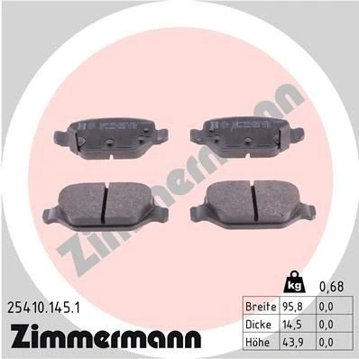 Bilde av ZIMMERMANN 25410.145.1 Bremseklosser med akustisk slitasjevarsel Bildet viser leveranseinnholdet FIAT: Panda III Hatchback