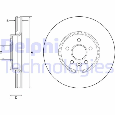 Bilde av DELPHI BG9184C Bremseskiver 316 28 5 ventilert belagt ubehandlet uten hjullager, ABS sensorring FORD: Mondeo Kombi