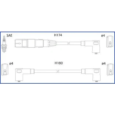Bilde av HITACHI 134808 Pluggledninger VOLKSWAGEN: GOLF 3, Corrado, 3 Variant