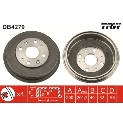 Bilde av TRW DB4279 Bremsetrommel MAZDA: 323 P V Hatchback