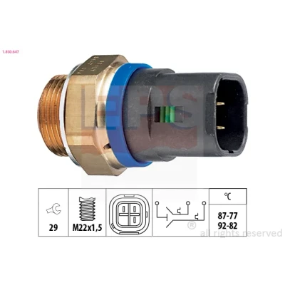 Bilde av EPS 1.850.647 Temperaturbryter, radiator ventilator M22x1,5 Made in Italy OE Equivalent