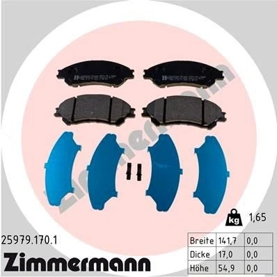 Bilde av ZIMMERMANN 25979.170.1 Bremseklosser med akustisk slitasjevarsel Bildet viser leveranseinnholdet SUZUKI: Vitara IV SUV, SX4 II S Cross