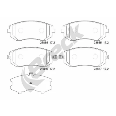 Bilde av BRECK 23865 00 701 Bremseklosser inkl. slitasjevarselkontakt SUBARU: Forester III, Legacy 4, Impreza III Hatchback, TOYOTA: GT86 Coupé