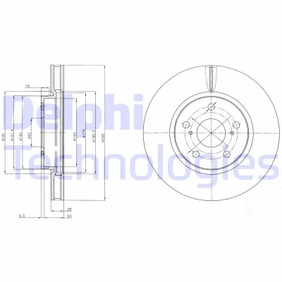 Bilde av DELPHI BG4139C Bremseskiver 296 28 5 ventilert belagt ubehandlet uten hjullager, ABS sensorring LEXUS: IS 2, 3