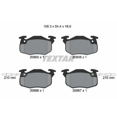 Bilde av TEXTAR 2090506 Bremseklosser med integrert slitasjevarselkontakt RENAULT: Super 5 Hatchback, 20