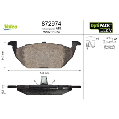 Bilde av VALEO 872974 Bremseklosser framaksel inkl. slitasjevarselkontakt uten sikringsskruesett, for vanskelige bruksforhold VOLKSWAGEN: LT 28 46 2 Kasten