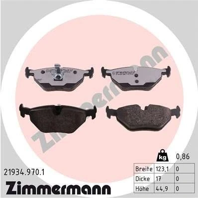 Bilde av ZIMMERMANN 21934.970.1 Bremseklosser klargjort for slitasjeindikator Bildet viser leveranseinnholdet BMW: 3 Sedan, Touring, Coupé