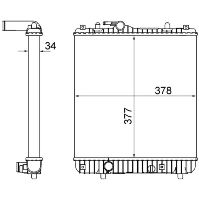 Bilde av MAHLE ORIGINAL CR 837 001S Radiator 377 378 34 Kjøleribber satt sammen mekanisk
