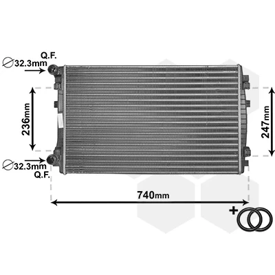 Bilde av VAN WEZEL 58002338 Radiator Aluminium 650 400 25 *** IR PLUS med tilbehør, rør Kjøleribber satt sammen mekanisk VOLKSWAGEN: Golf 7