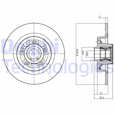 Bilde av DELPHI BG9027RS Bremseskiver 300 11 5 fullt ut oljet ubehandlet med hjullager, ABS senorring