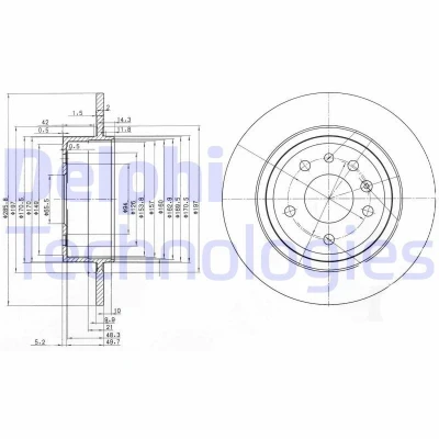 Bilde av DELPHI BG3908C Bremseskiver 286 10 5 fullt ut belagt ubehandlet uten hjullager, ABS sensorring SAAB: 9 Stasjonsvogn, Sedan