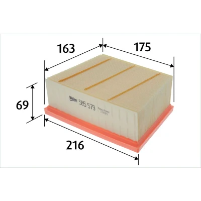 Bilde av VALEO 585579 Luftfilter 69 216 163 Filterinnsats FORD: Transit Custom V362 Van, Minibuss, Courier Van
