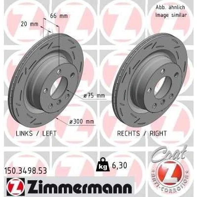 Bilde av ZIMMERMANN 150.3498.53 Bremseskiver 300 20 6/5 5 120 innvendig ventilert, med sliss belagt høy karbon BMW: 3 Sedan, Touring, 2 Coupé