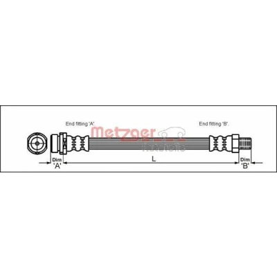 Bilde av METZGER 4112314 Bremseslange 280 M10x1 FORD: MONDEO 3 Kombi, Stufenheck