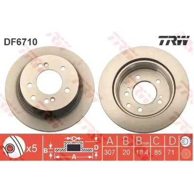 Bilde av TRW DF6710 Bremseskiver 307 20 5 130 ventilert spraylakkert SSANGYONG: Rodius I