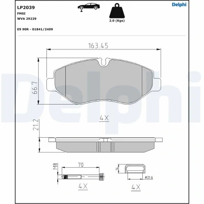 Bilde av Bremseklosser sett, Framaksel, iveco, 42555881, 42561355, 42576975, 5801268962, 5801268964