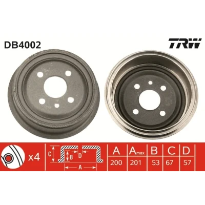 Bilde av TRW DB4002 Bremsetrommel 242 OPEL: Kadett C Sedan, Manta B Ascona Sedan