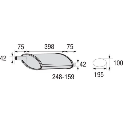 Bilde av BOSAL 248 159 Midtre eksospotte, universell
