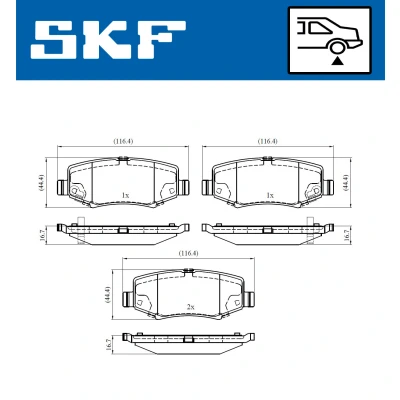 Bilde av SKF VKBP 90374 A Bremseklosser med akustisk slitasjevarsel JEEP: Cherokee III, Wrangler IV