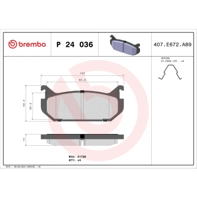 Bilde av BREMBO P 24 036 Bremseklosser ekskl. slitasjevarselkontakt med tilbehør MAZDA: Xedos 6, 626 IV Hatchback