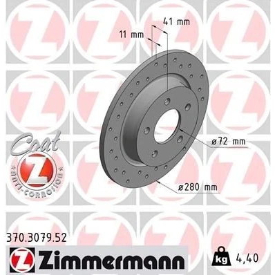 Bilde av ZIMMERMANN 370.3079.52 Bremseskiver 280 11 5/5 5 114 fullt ut, hullet belagt MAZDA: 5, 3 Hatchback, Sedan