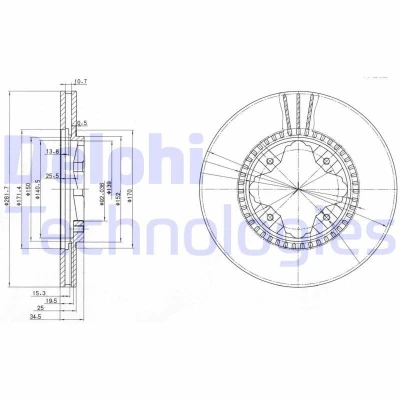 Bilde av DELPHI BG3063 Bremseskiver 282 25 4 ventilert oljet ubehandlet uten hjullager, ABS sensorring