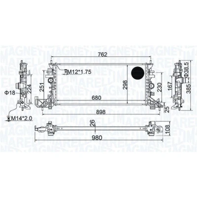 Bilde av MAGNETI MARELLI 350213206700 Radiator 680 298 26 Kjøleribber loddet