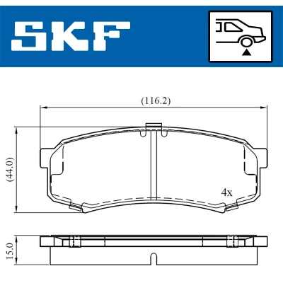 Bilde av SKF VKBP 90136 Bremseklosser ikke klargjort for slitasjeindikator TOYOTA: Land Cruiser Prado 120, 150, 100