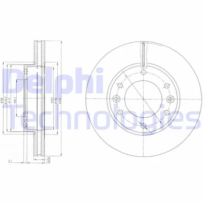 Bilde av DELPHI BG4137 Bremseskiver 300 28 6 ventilert oljet ubehandlet uten hjullager, ABS sensorring