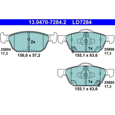 Bilde av ATE 13.0470 7284.2 Bremseklosser med akustisk slitasjevarsel HONDA: CIVIC 9, 9 Tourer, 10
