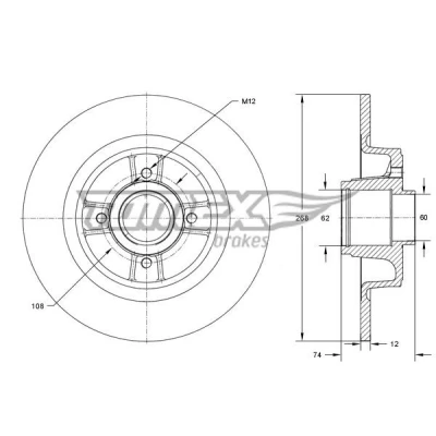 Bilde av TOMEX brakes Bremseskive PEUGEOT: Partner II Van, 3008 I, 5008 CITROËN: Berlingo C4 Hatchback, DS5 DS: DS 5 Hatchback,424945